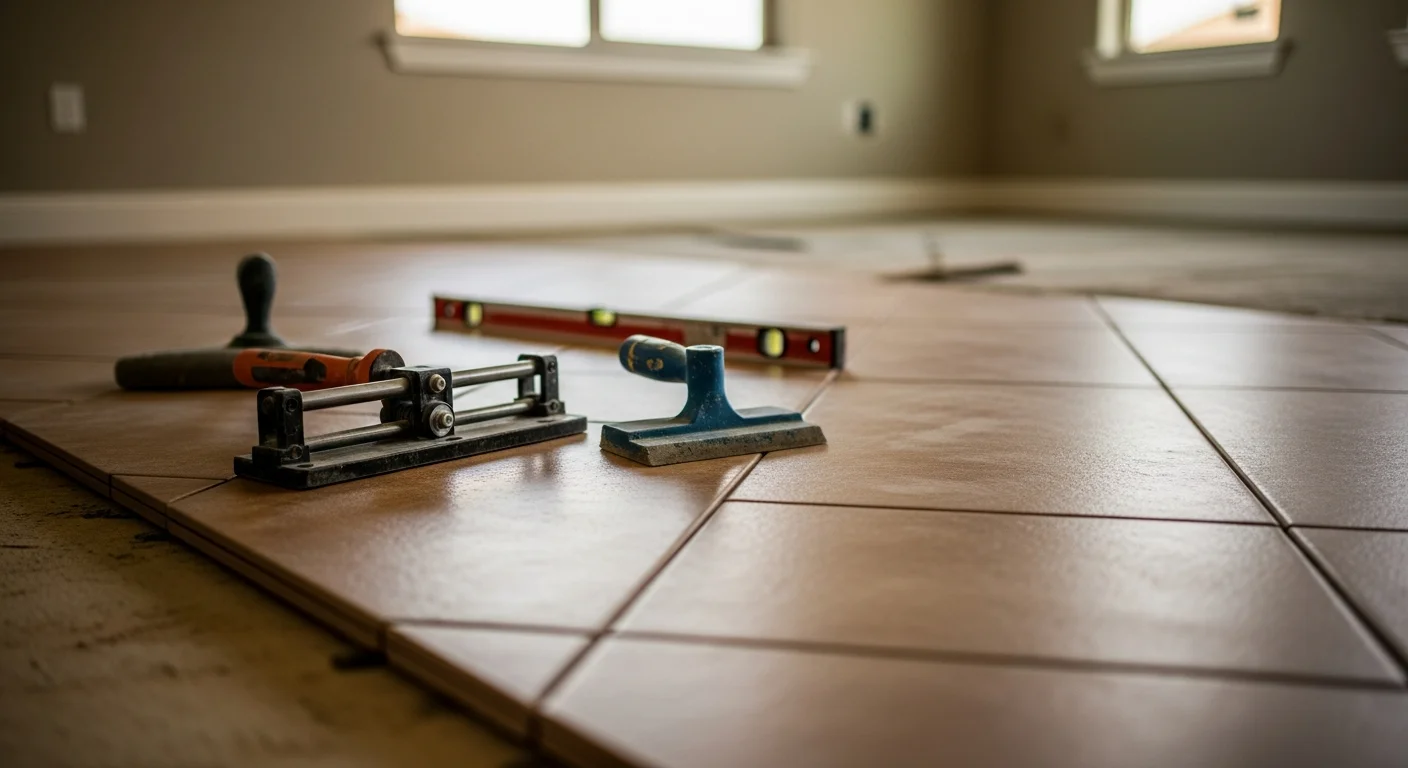 Handyman installing new flooring in residential home