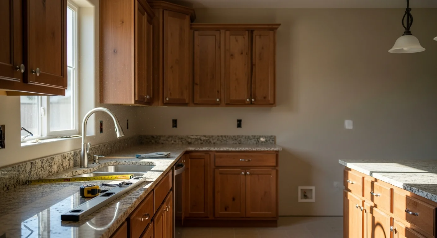 Modern kitchen with custom cabinets and granite countertops
