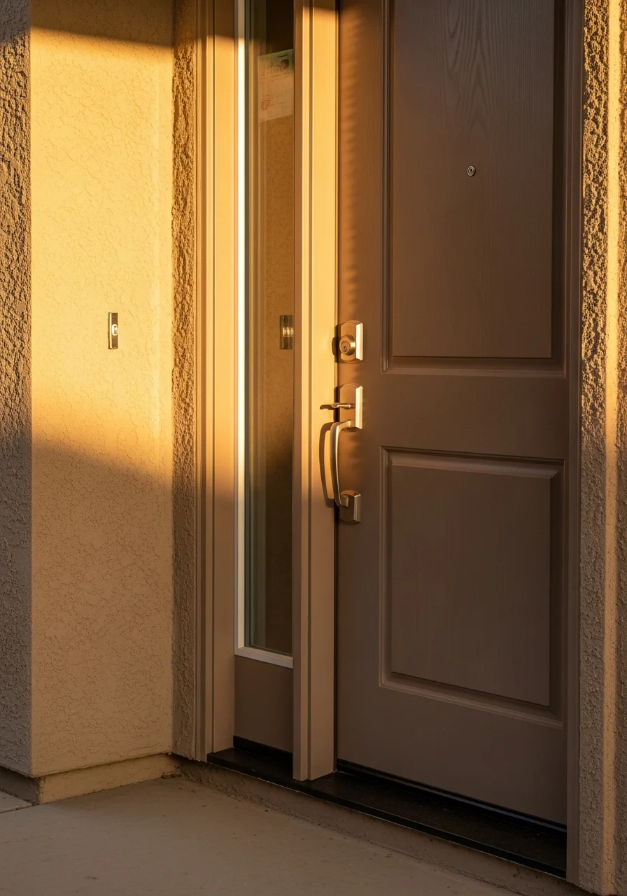 Close-up of a Hayward home's entrance showing quality construction details and professional finishing.