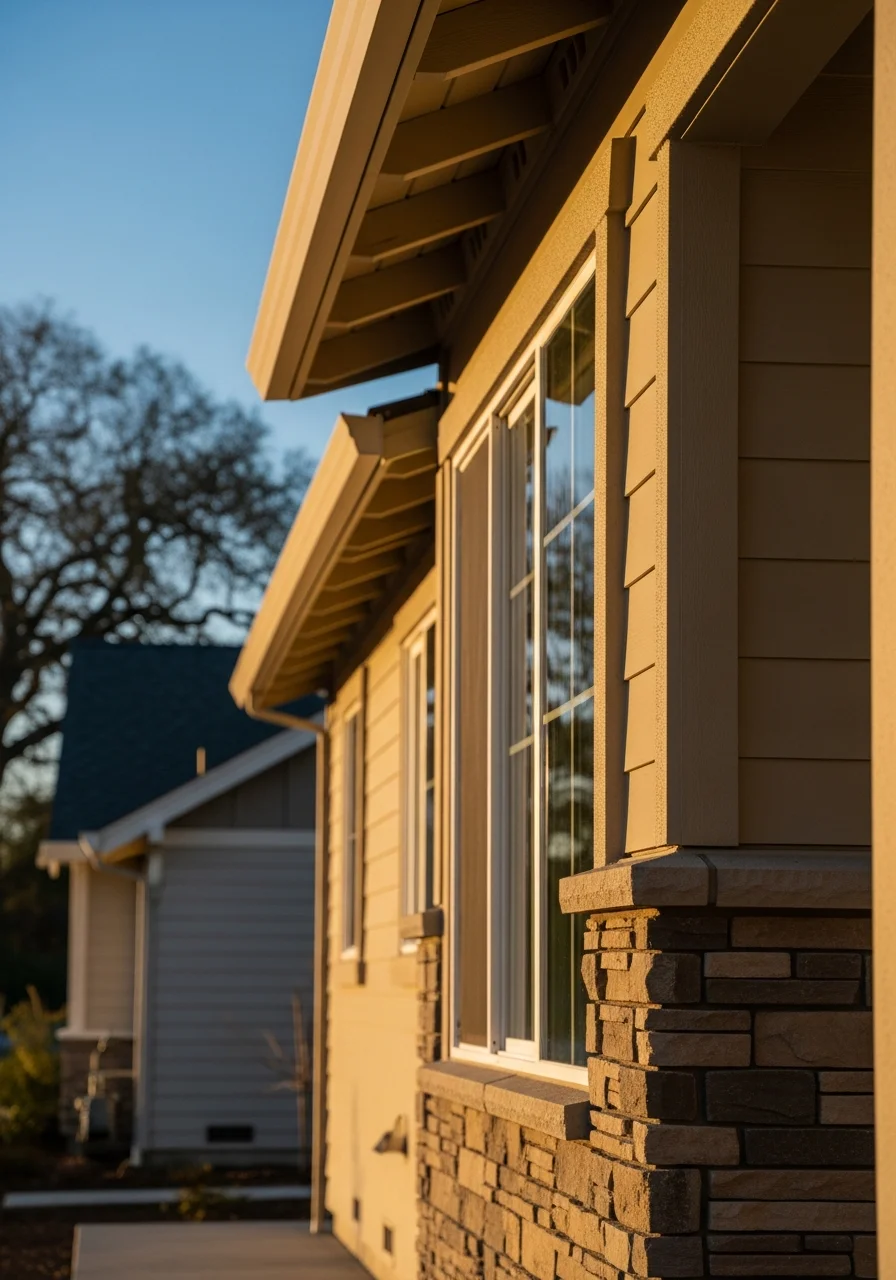 Close-up of a Livermore home showing quality exterior finishes and professional construction details.