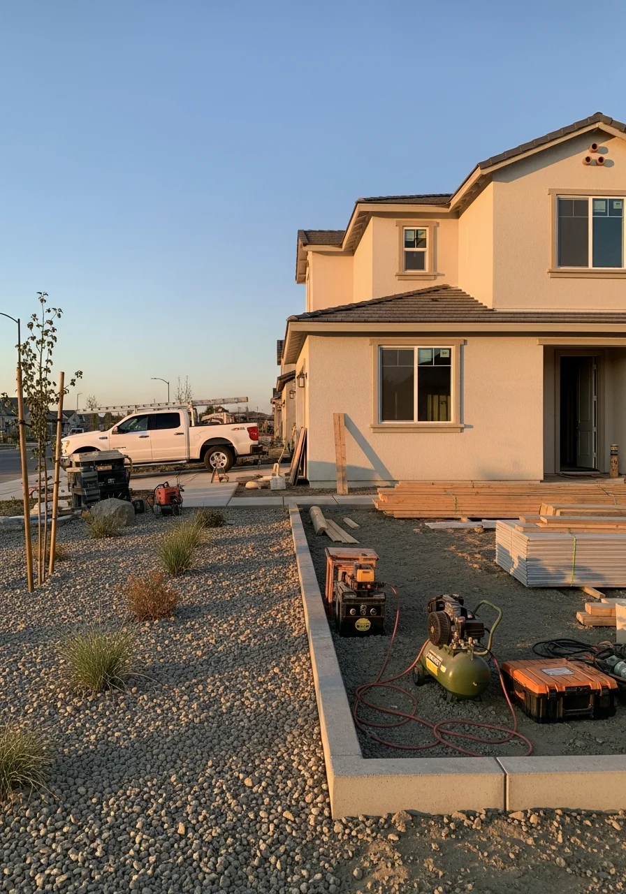 Detail of a Tracy home showing quality construction and professional finishing typical of newer developments.