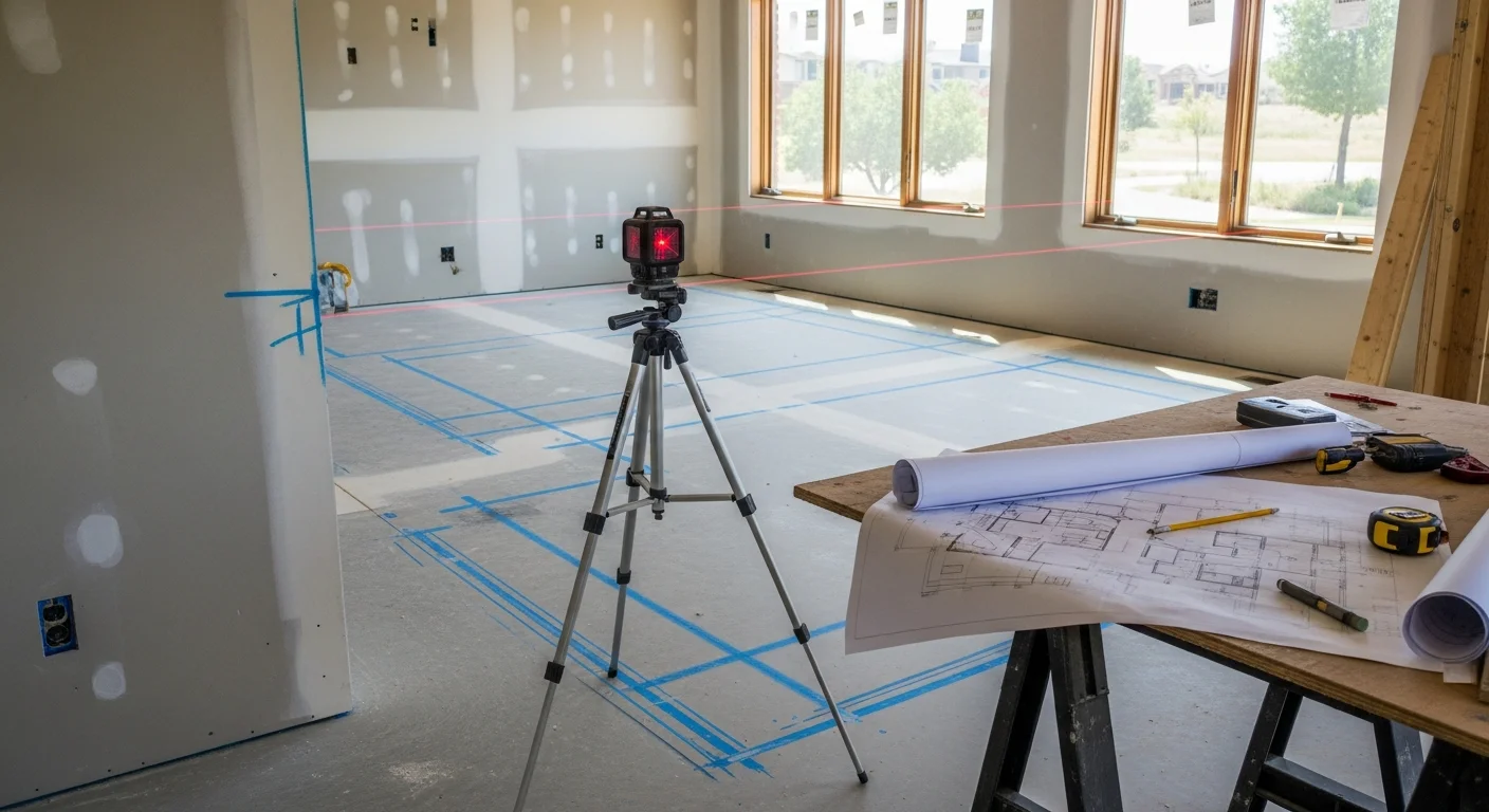 Interior of a Salida, Colorado home mid-renovation showing an opened main-level floor plan with a removed wall between the kitchen and living area. Exposed framing and a new header beam are visible where the load-bearing wall once stood.